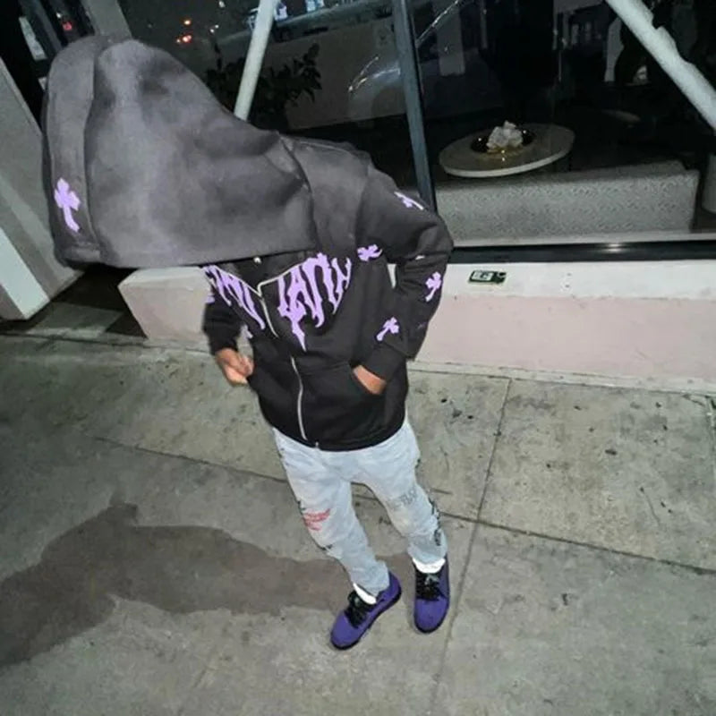 Dark Rhinestone Zip Jacket