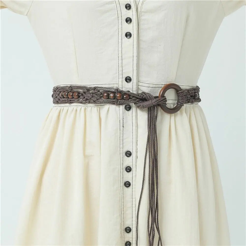 Bohemian Dark Beach Plaited Waist Cord Belt