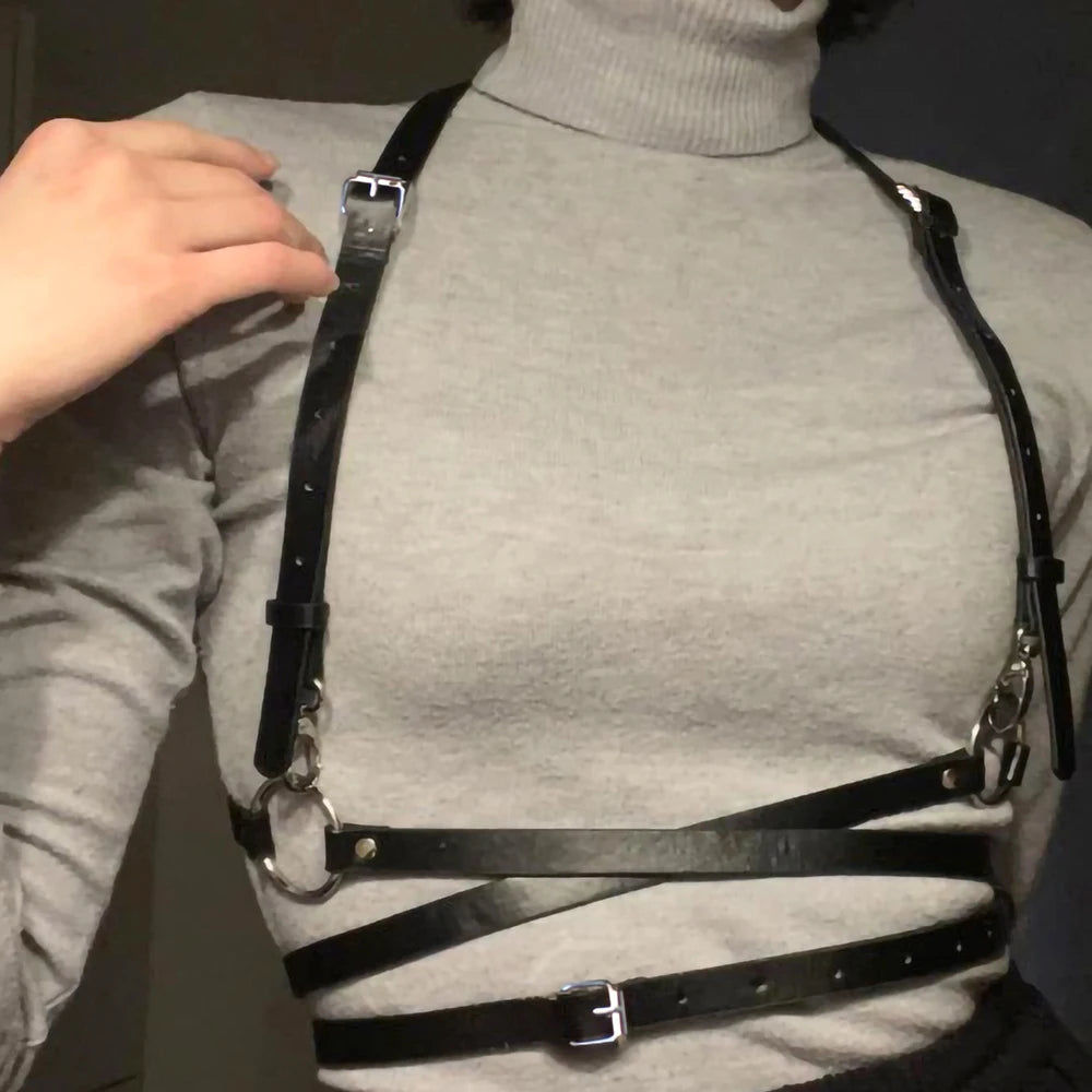 Seductive Gothic Leather Corset Strap - Fashionpara