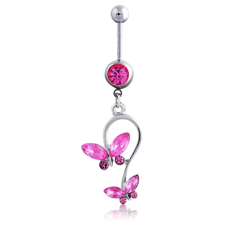 Heavenly Feathers Rose Dark Belly Ring