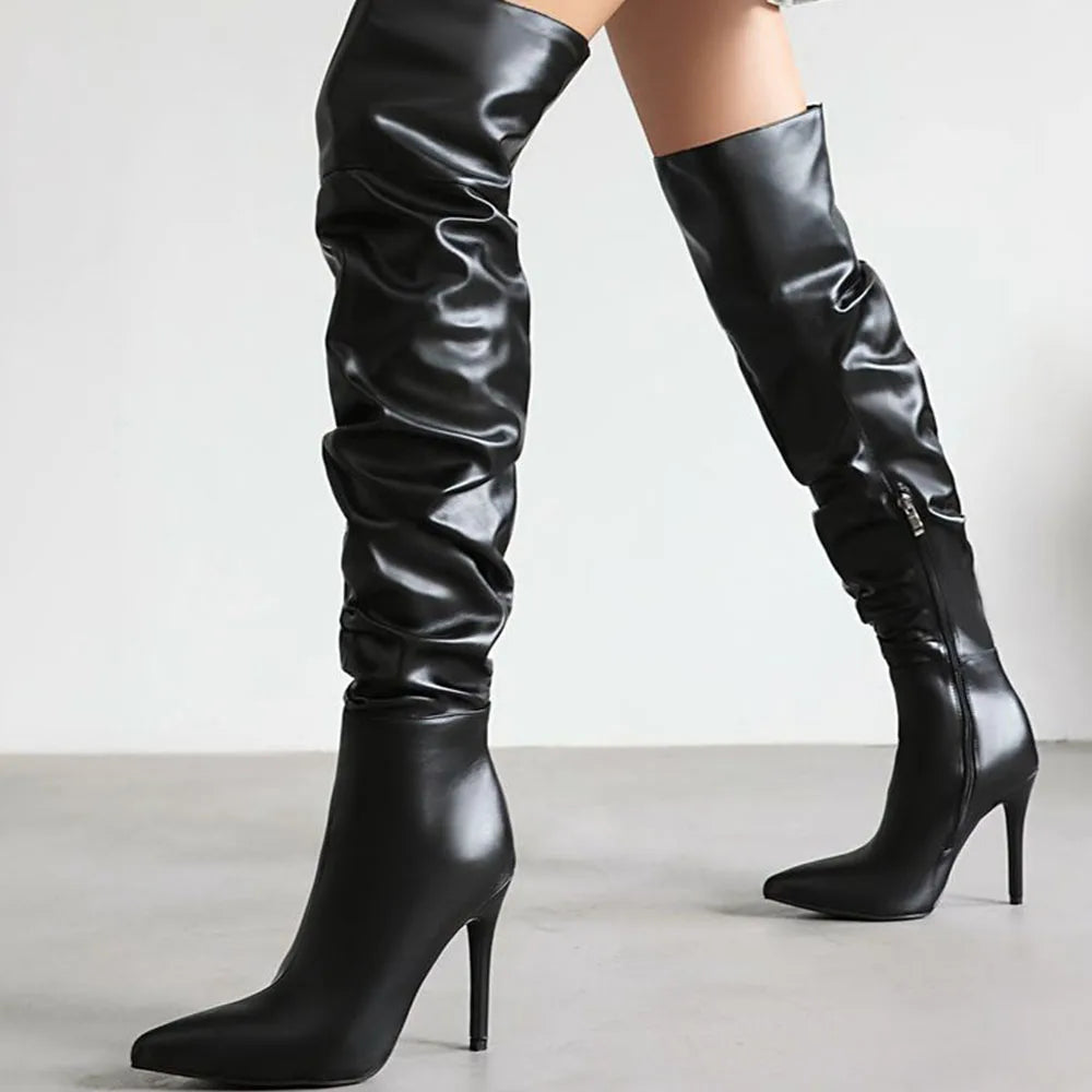 Tall Stiletto Zipper Gothic High Heel Boot