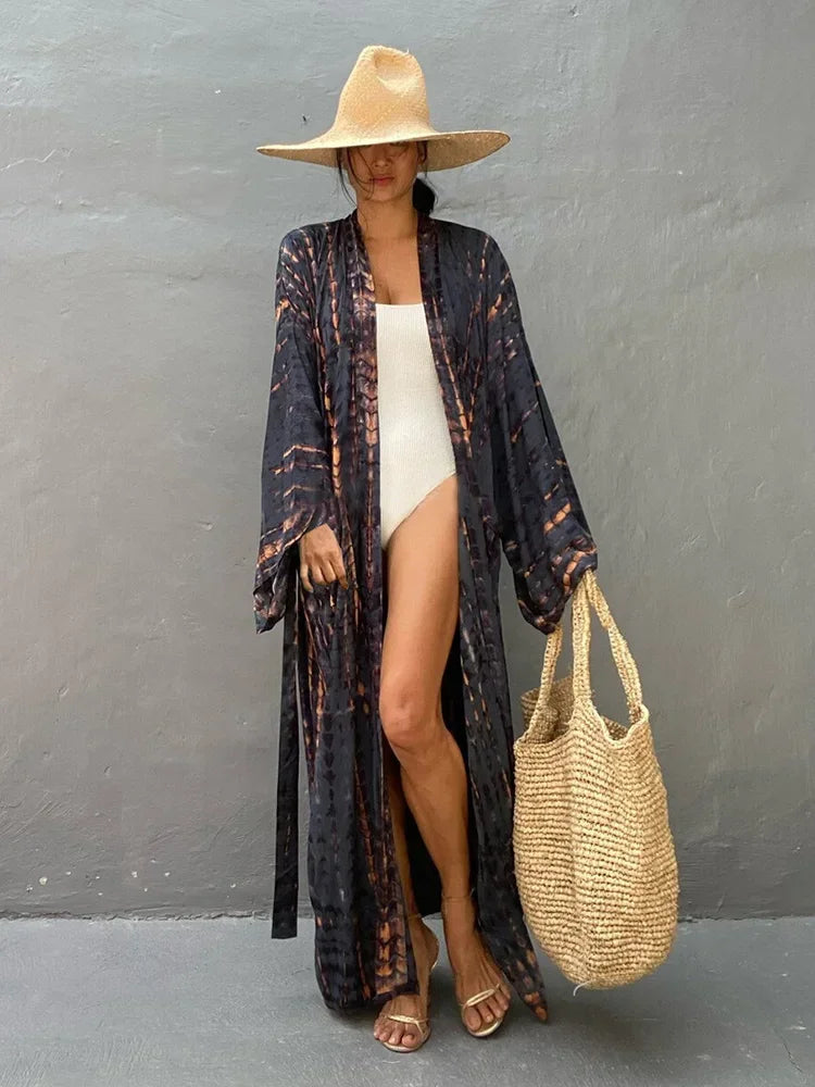 Tie Dye V-Neck Beach Cover Up