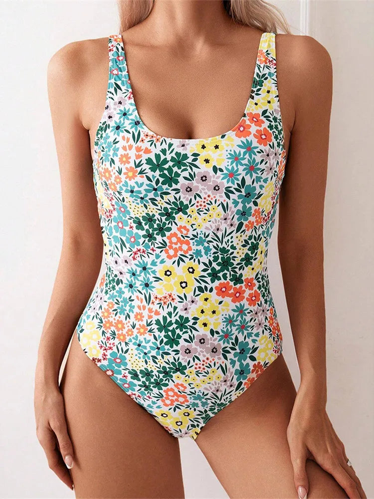 Floral Print Bodysuit One Piece Set
