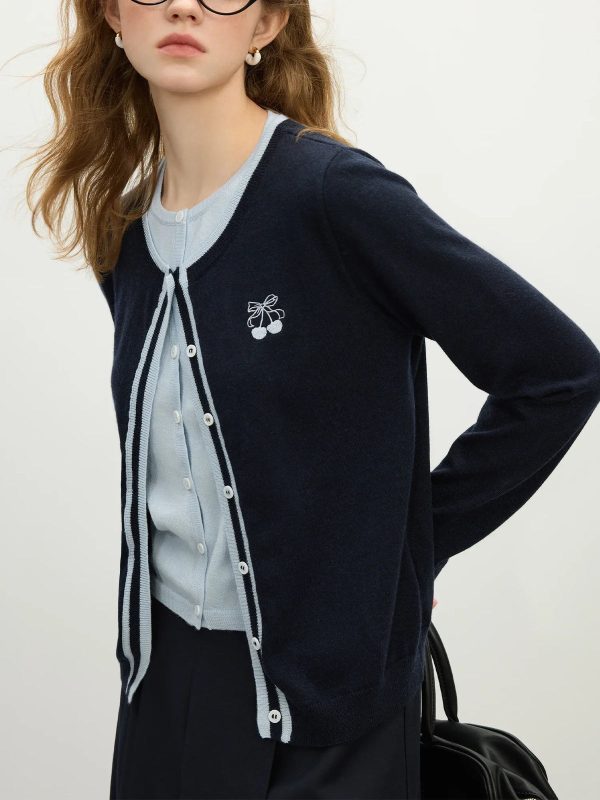 Embroidered Wool Elegant Knit Cardigan