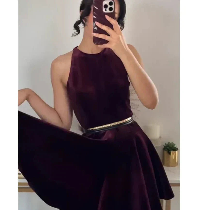 Solid Tank Velvet Mini Dress - View 3