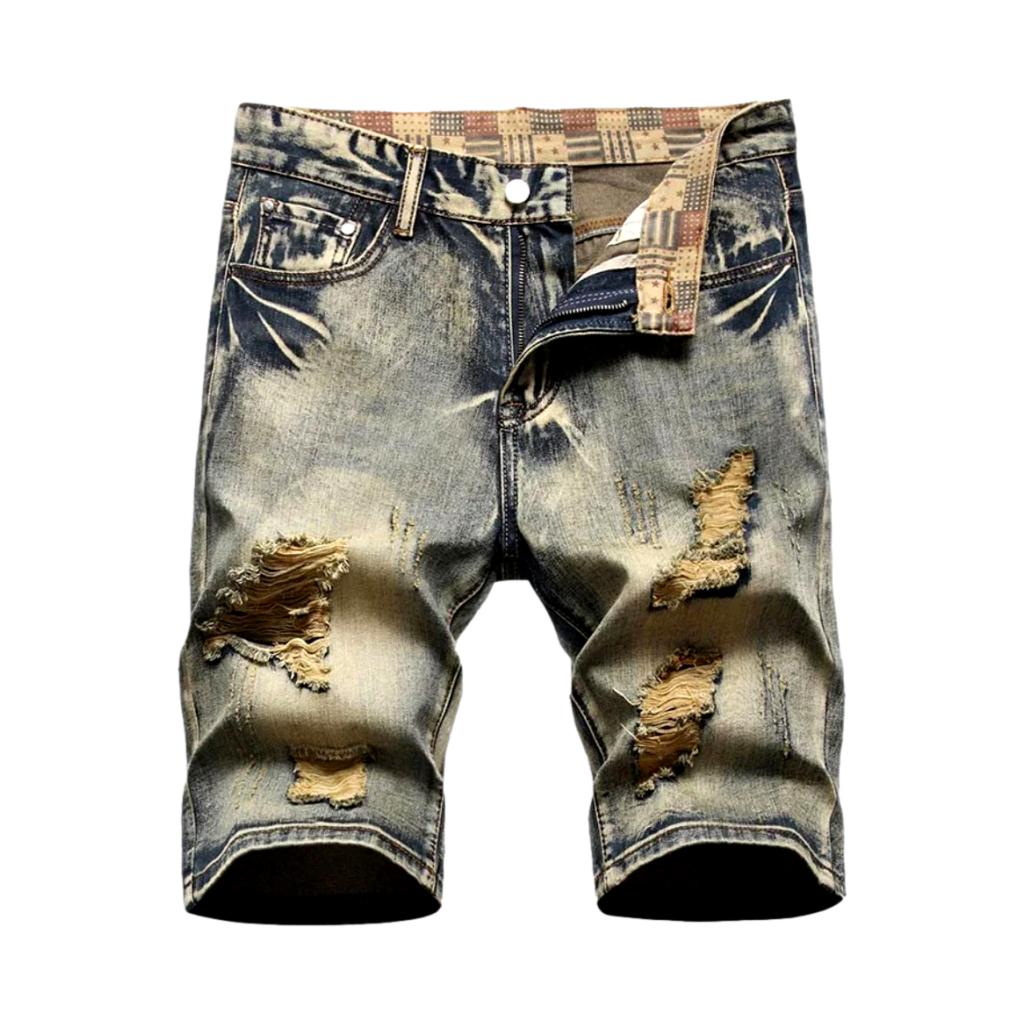 Yellow cast men's denim shorts - Fashionpara