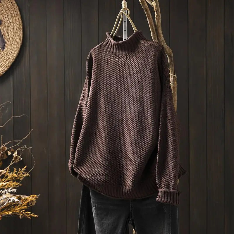 Mock Neck Long Sleeve Chunky Knit Sweater 15