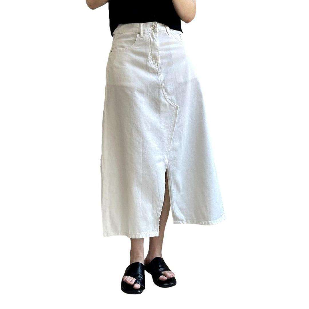 White long denim skirt - Fashionpara