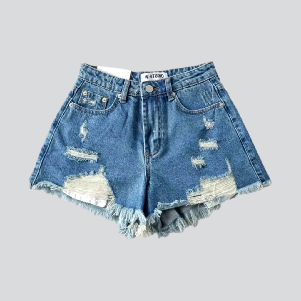Y2k fashion distressed denim shorts - Fashionpara