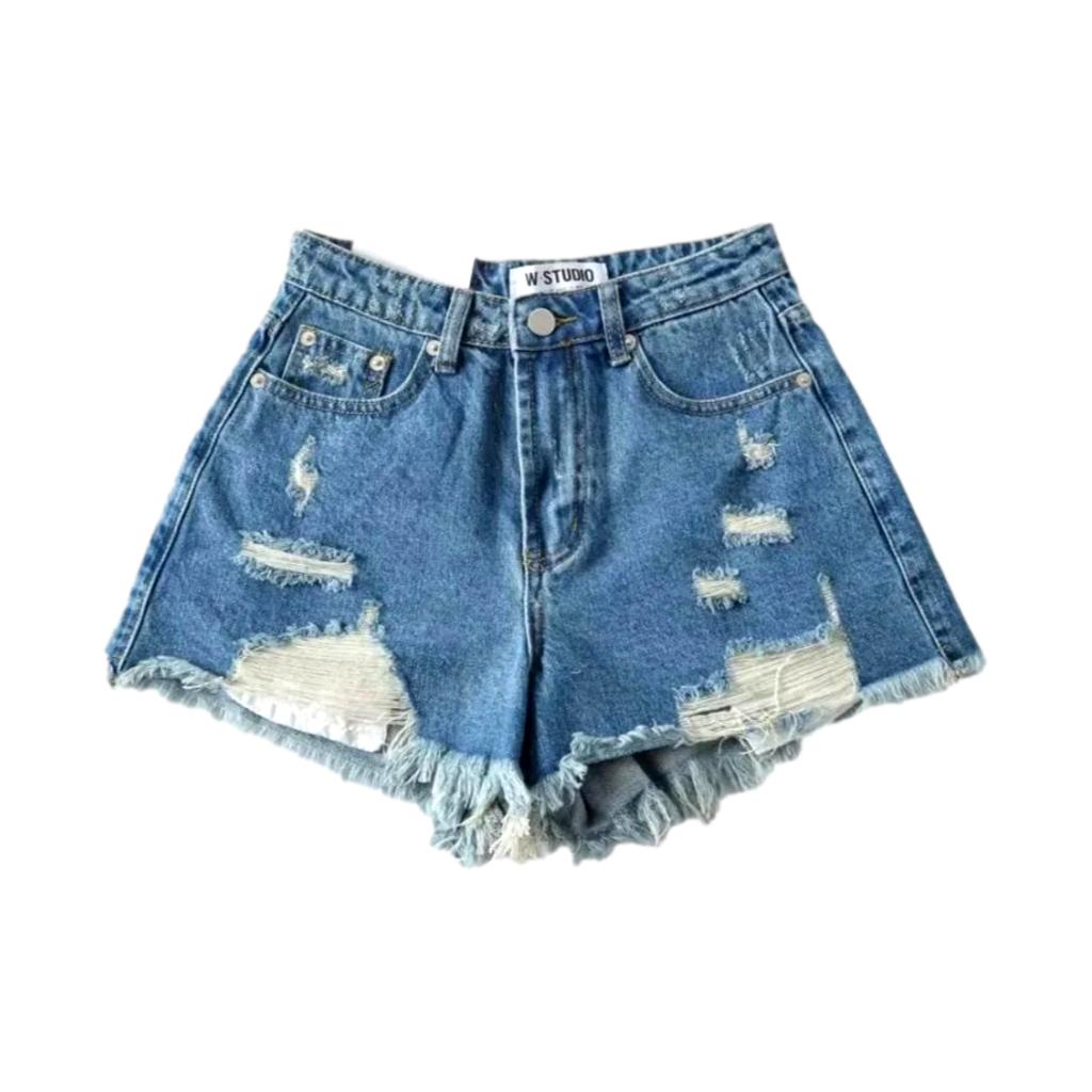 Y2k fashion distressed denim shorts - Fashionpara