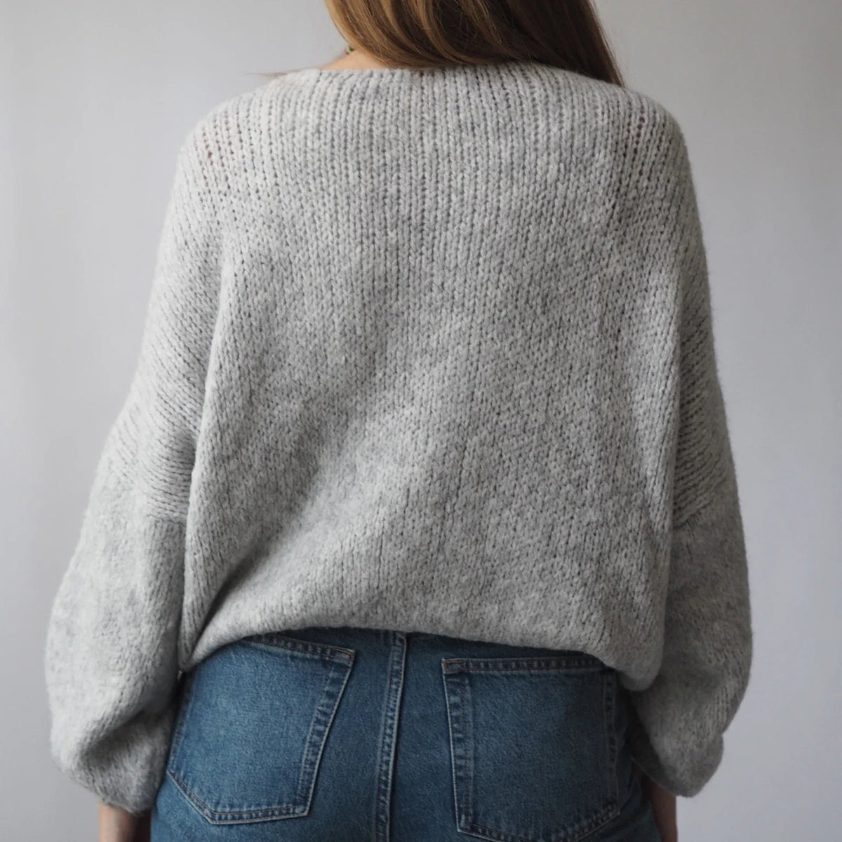 Tie-up V-neck Solid Loose Knit Cardigan