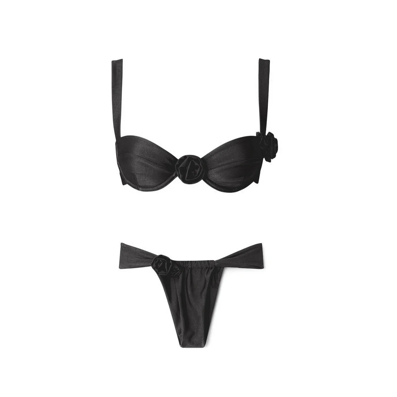 3D Floral Halter Bikini Set