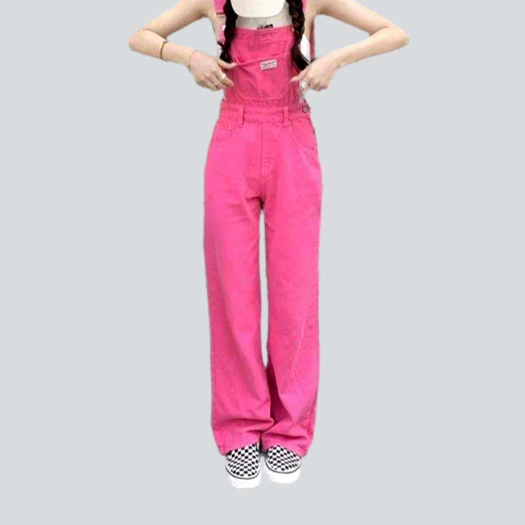 Wide-leg denim jumpsuit for ladies - Fashionpara