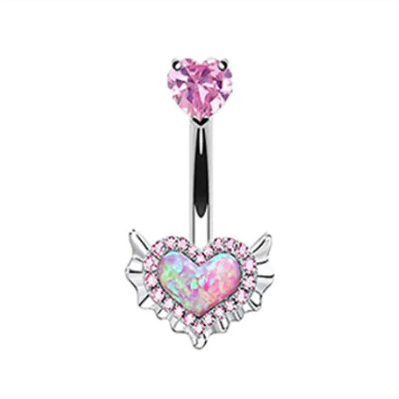 Gothic Heart Dangle Butterfly Belly Ring