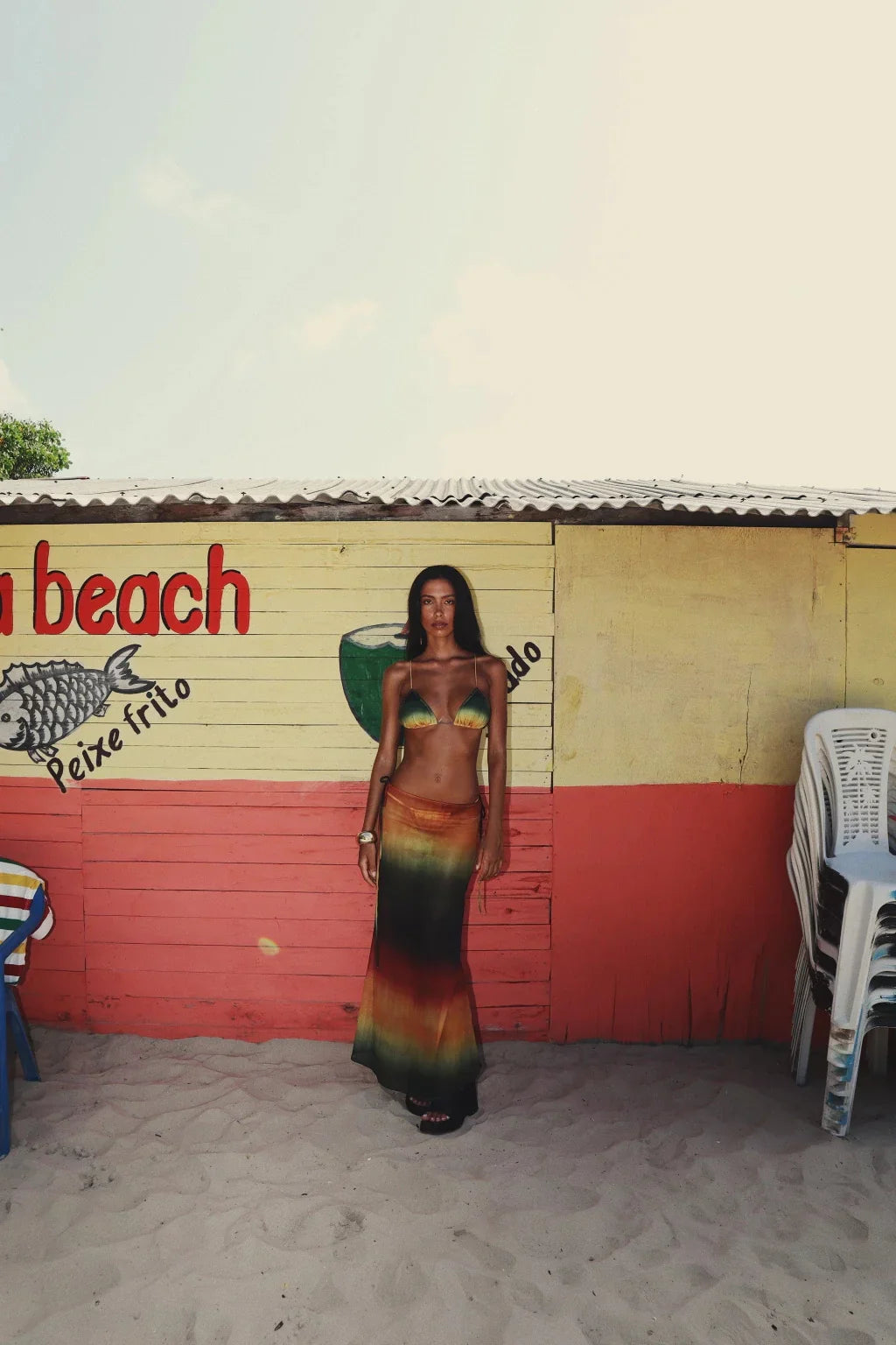 Gradient Off Shoulder Cover Up Sexy Three Piece Swim Sets - Fashionpara