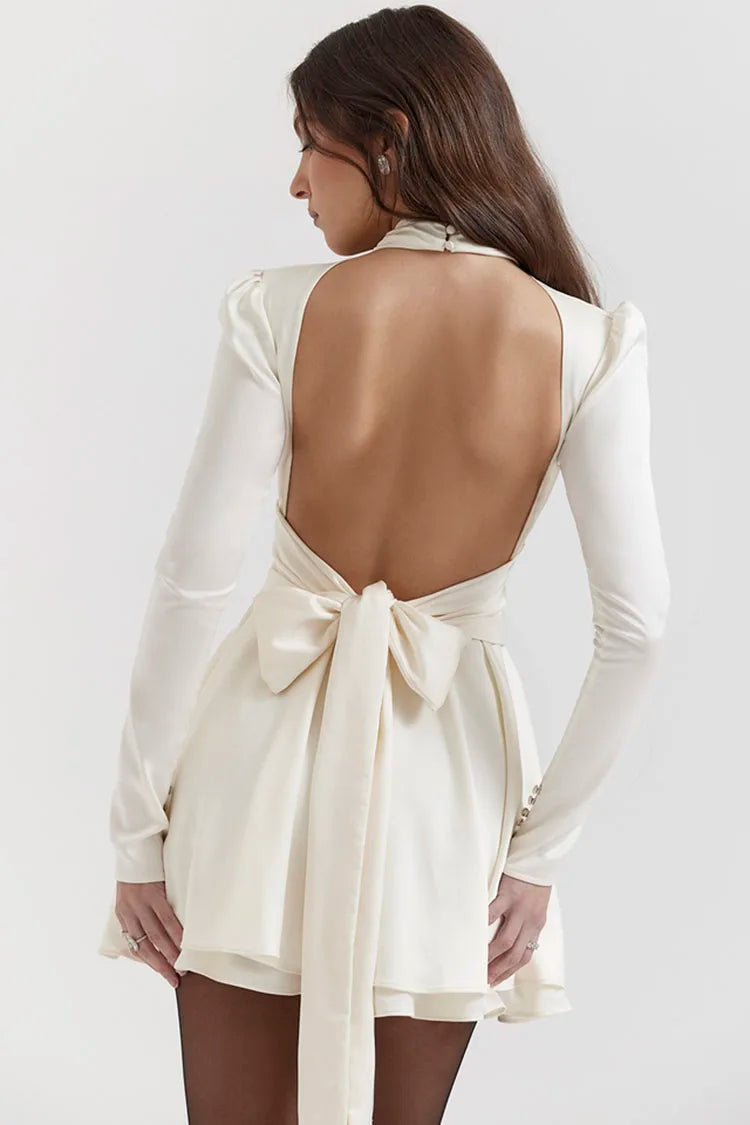 White Satin Mini Dress - View 3