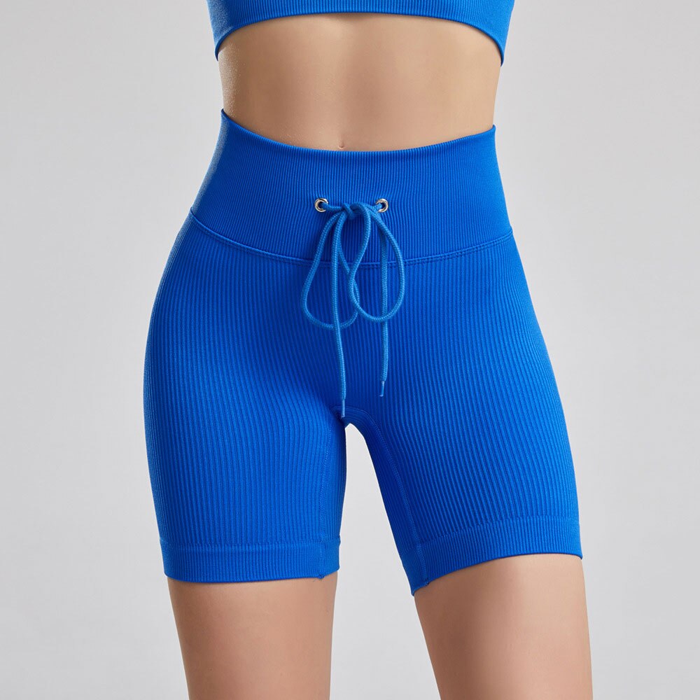 KittenAlarm - Mojoyce Ribbed Yoga Pants Women Seamless Push Up Sport Leggings Fitness Pants Tights Gym Workout Drawstring Scrunch Legging