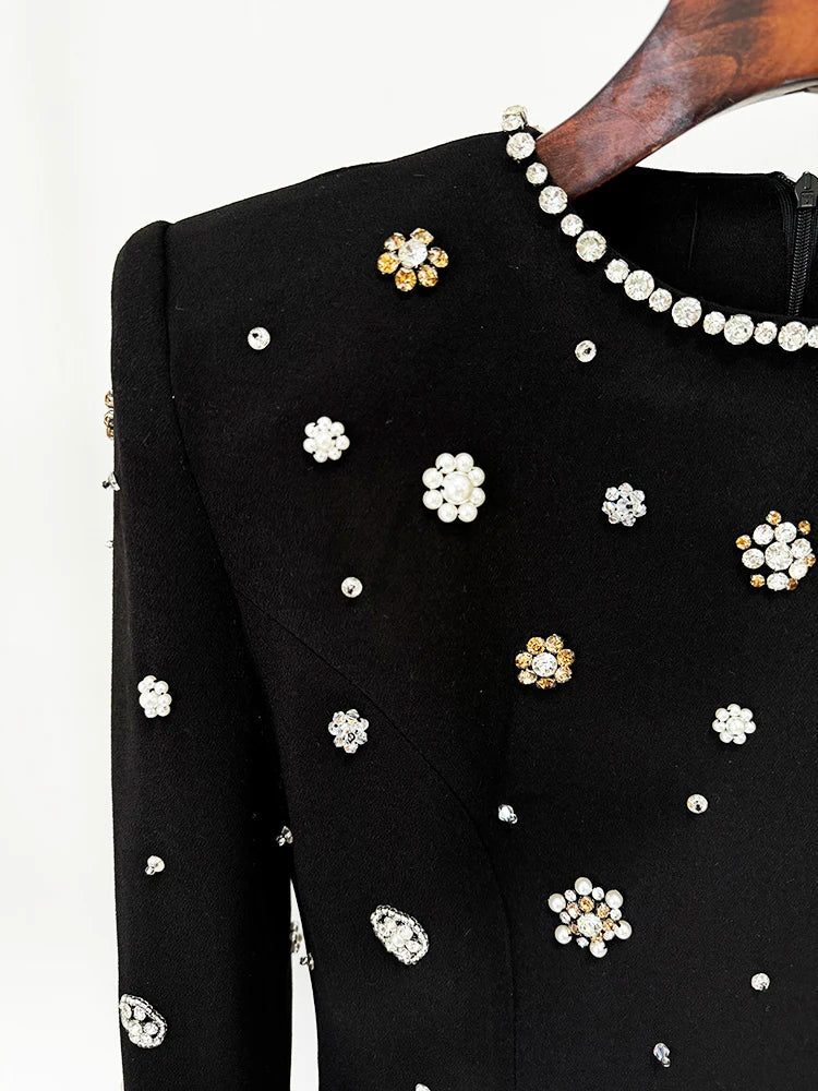 Long Sleeve Luxurious Beaded Maxi Dress - View 4
