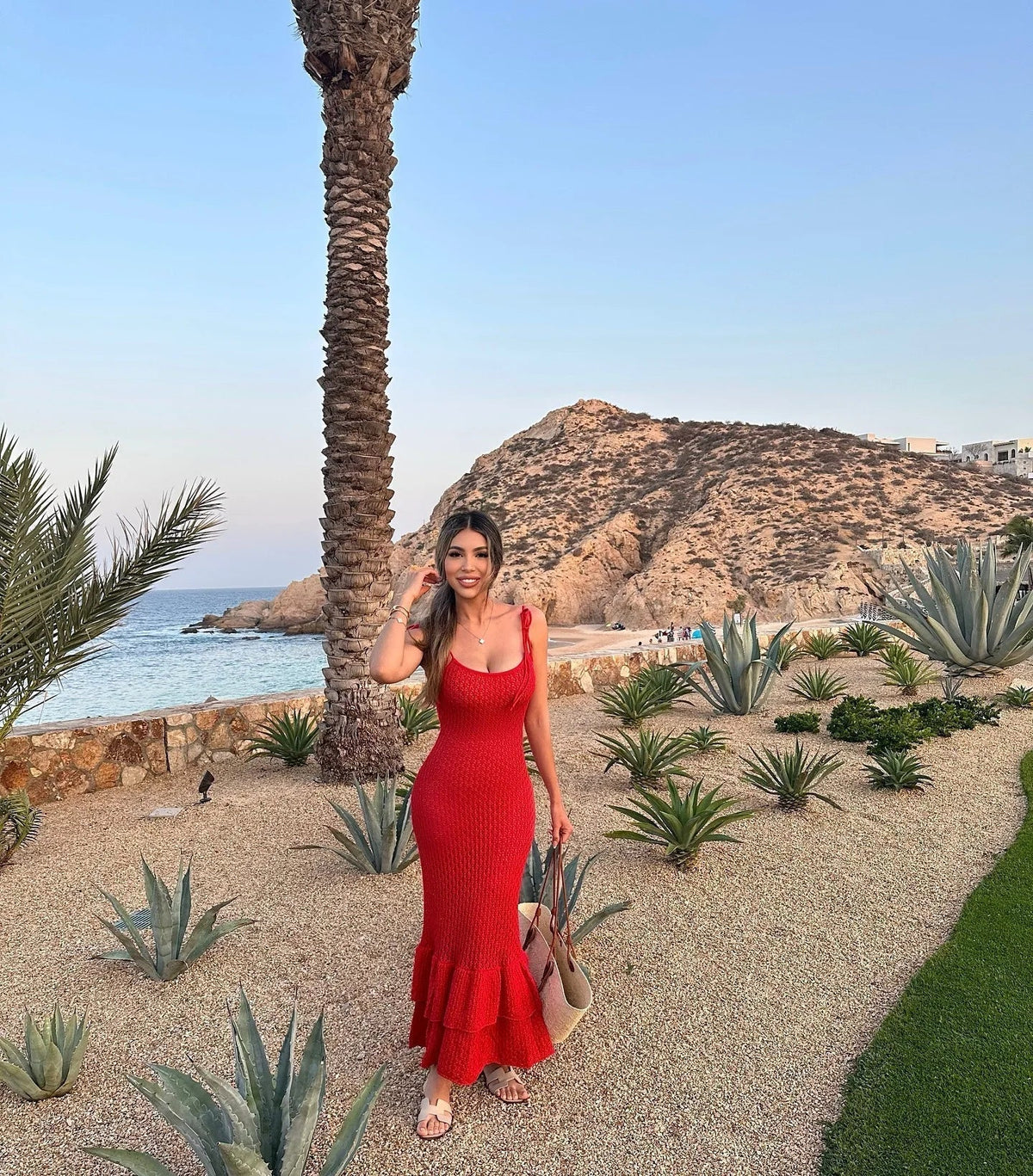 Crochet Maxi Dress with Ruffle Trim - View 8
