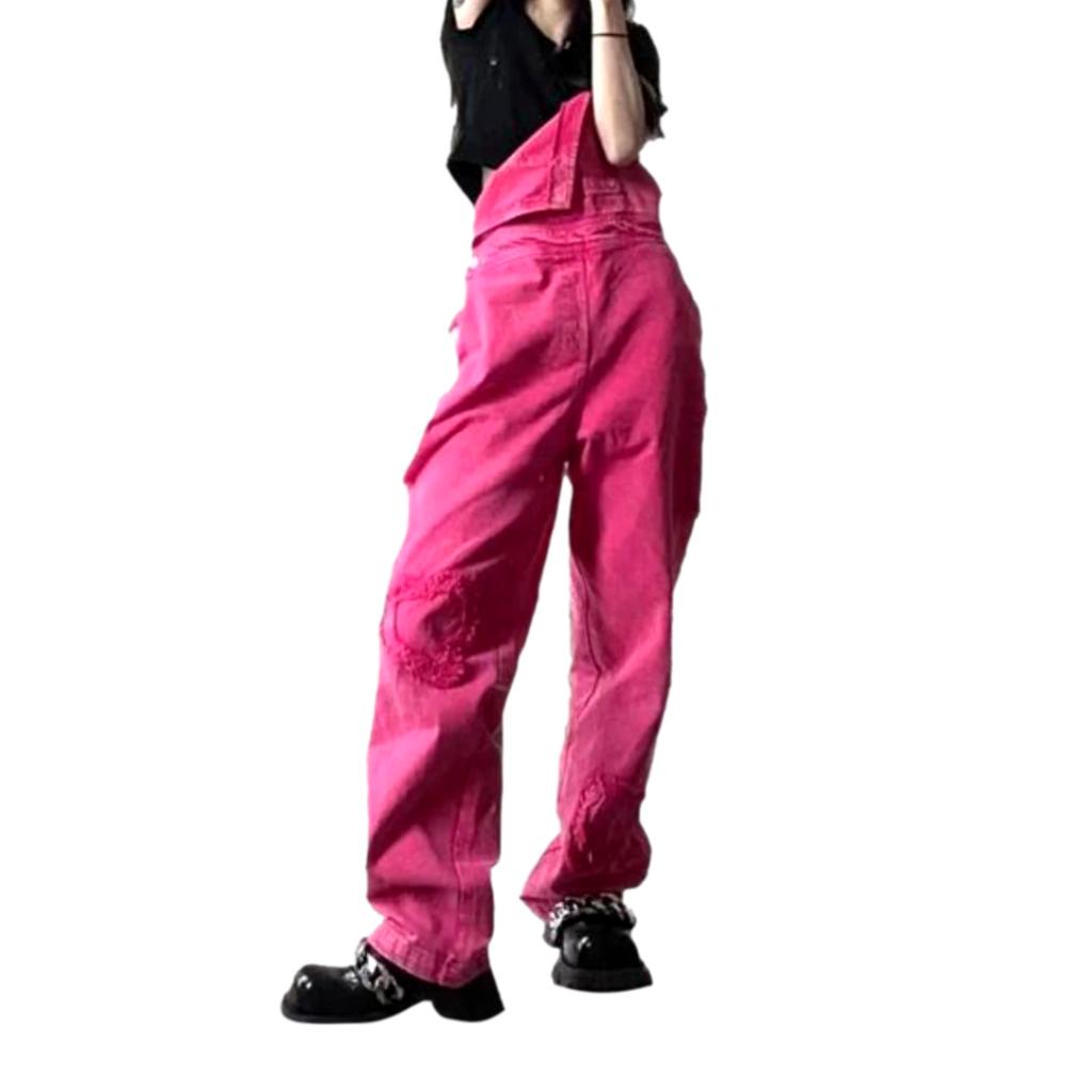 Y2k color women's denim jumpsuit - Fashionpara