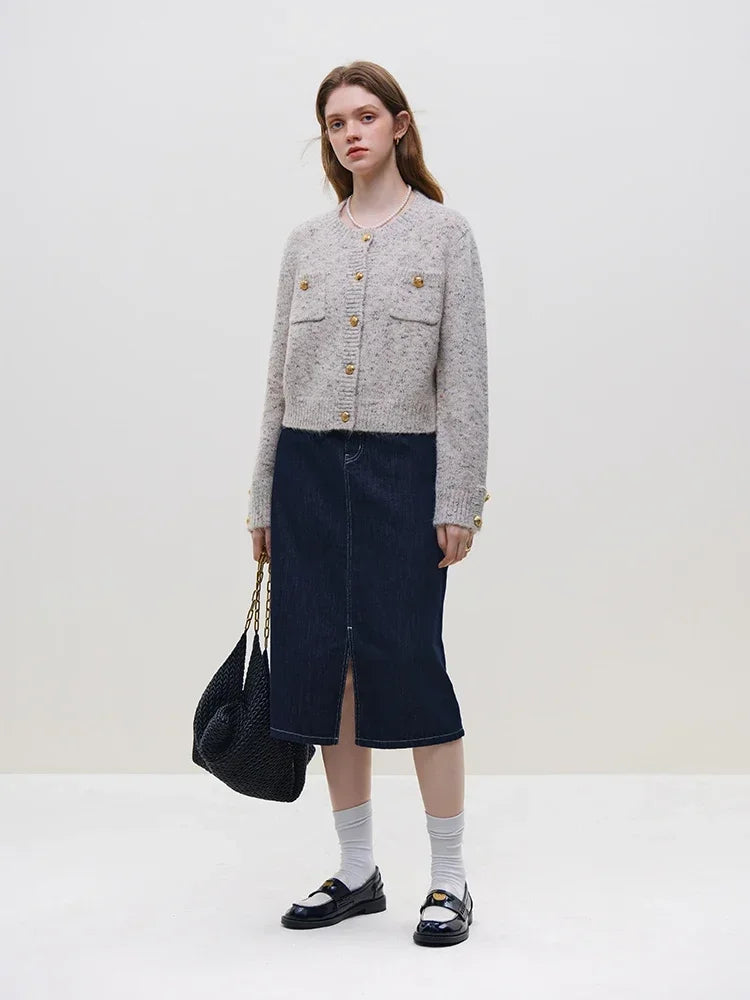 Wool Short Thick Button Knit Cardigan