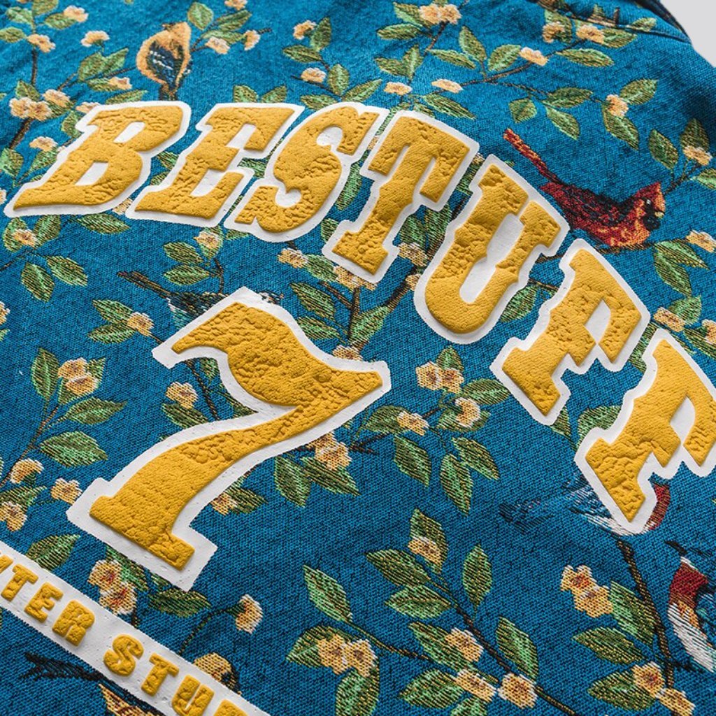 Yellow embroidery flowery denim jacket 5