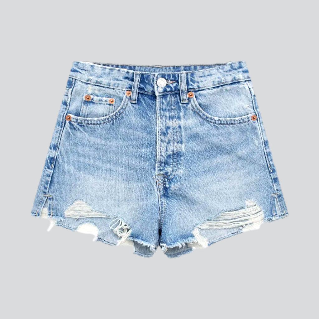 Y2k women's distressed denim shorts - Fashionpara