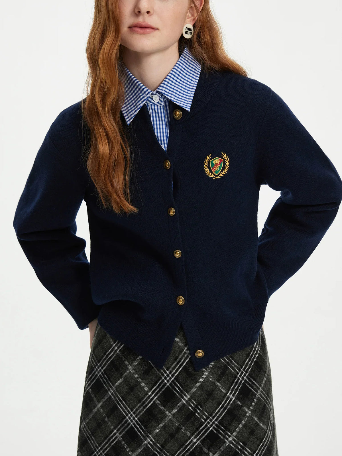 Badge Embroidery Vintage Knit Cardigan