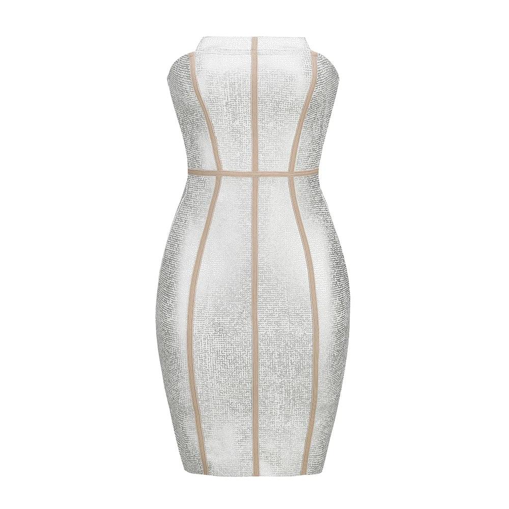 Rhinestone Strapless Corset Mesh Panel Bandage Mini Cocktail Dress - View 12