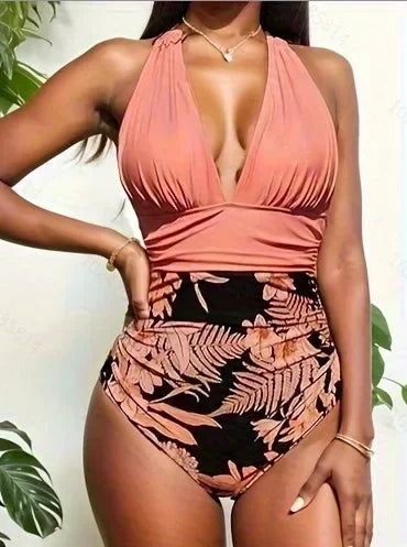 Halter Backless Lace Up One Piece Set