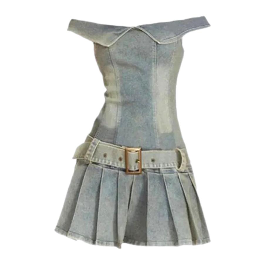Women's strapless denim dress - Fashionpara