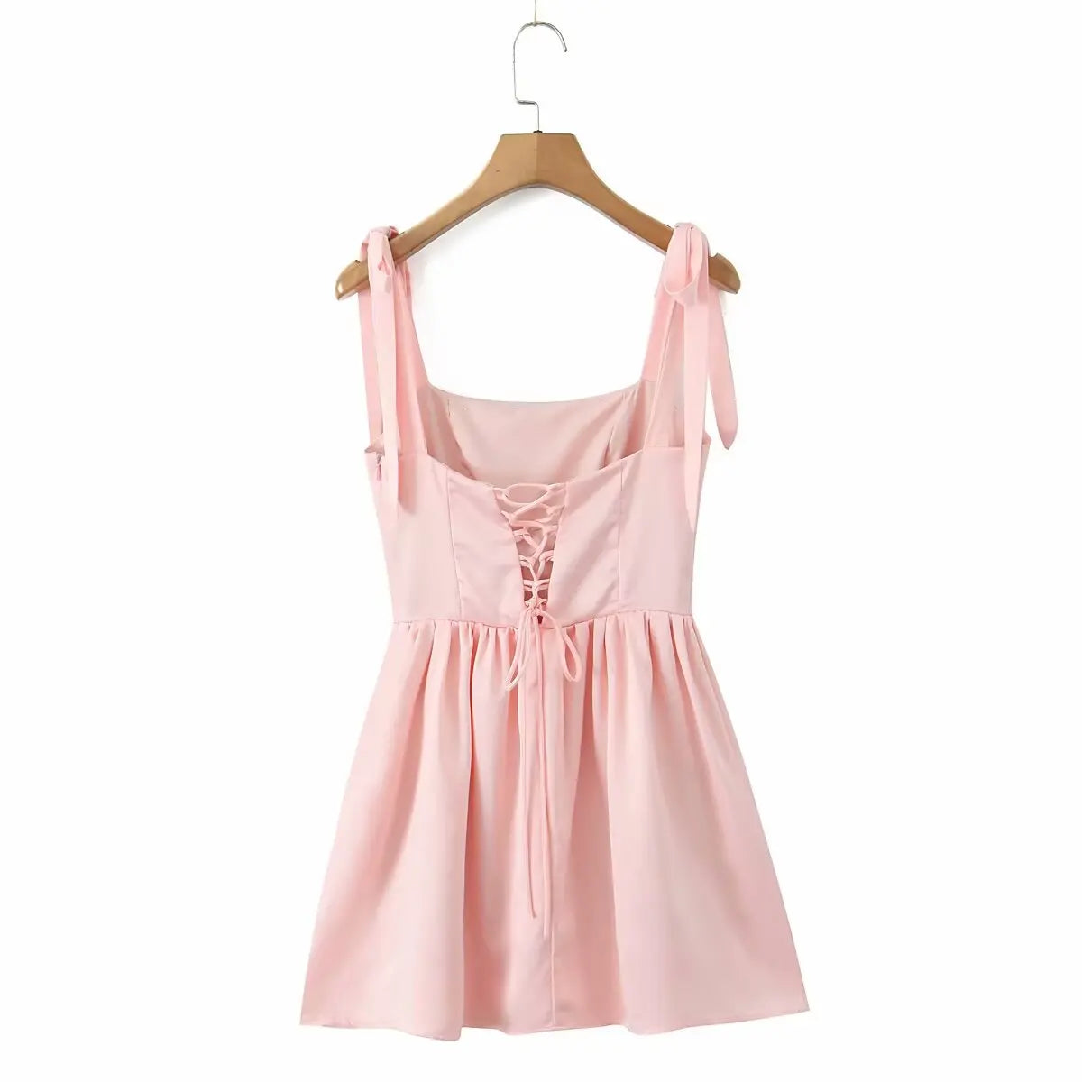 Tie Shoulder Bustier Lace Up Corset Back Mini Party Dress - View 6