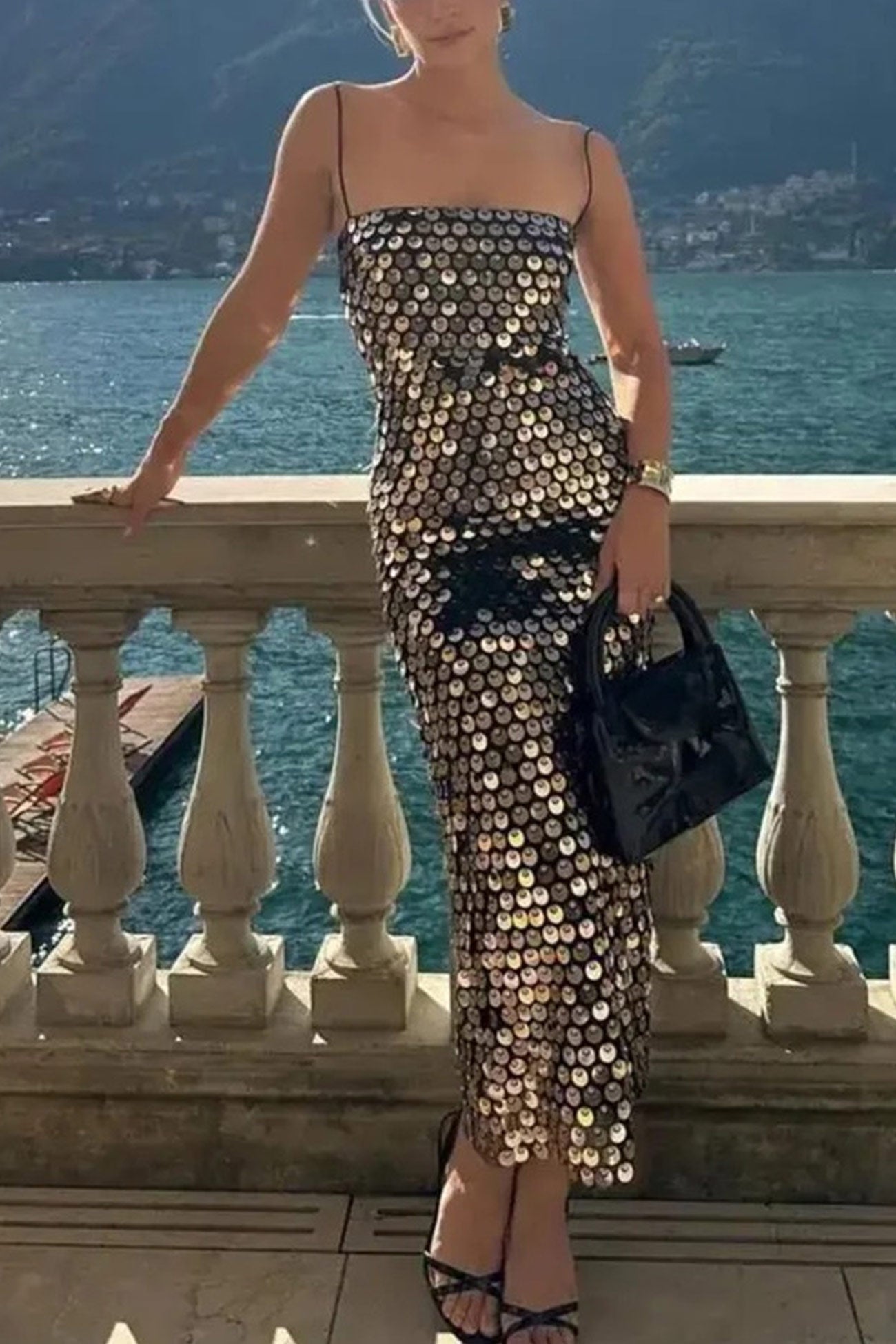 Sequins Pack Hip Cami Dress - Fashionpara