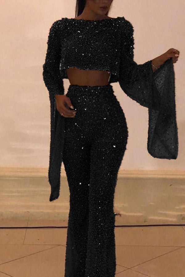 Sexy Sparkly Long Sleeves Women's Jumpsuit
