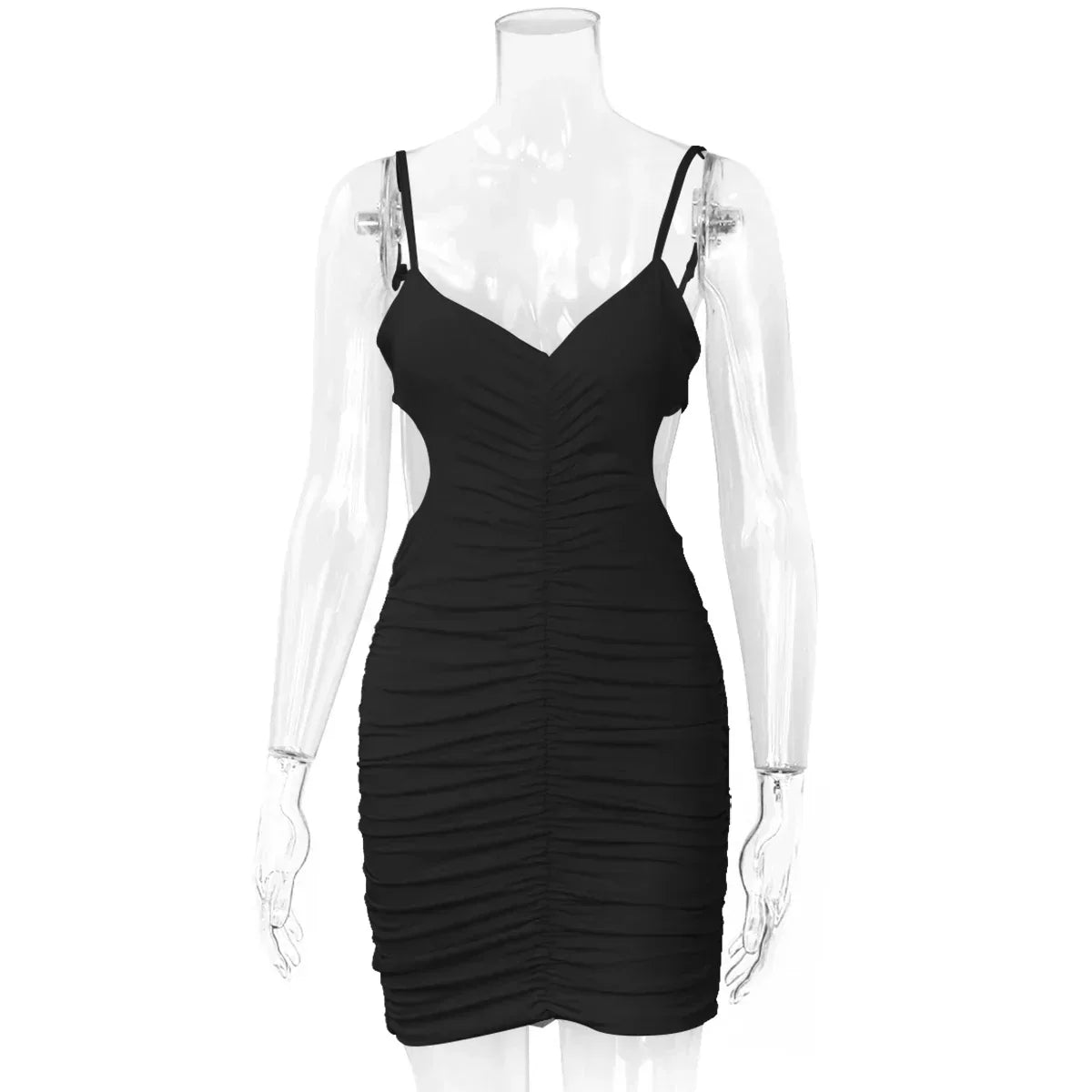 Ruched Cutout Spaghetti-Strap Bodycon Mini Dress 4