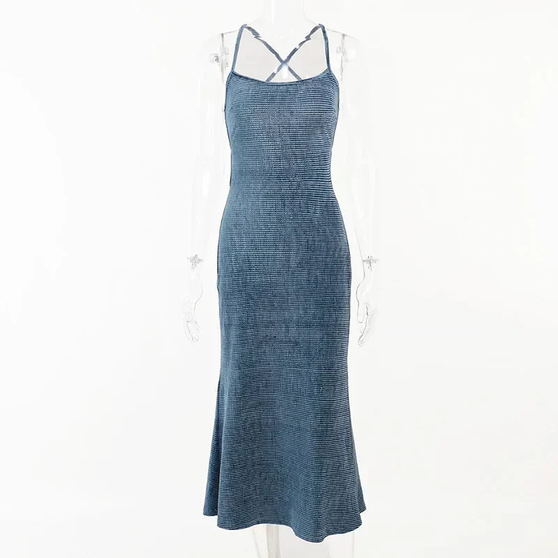 Washed Knit Scoop Neck Strappy Back Maxi Dress 3