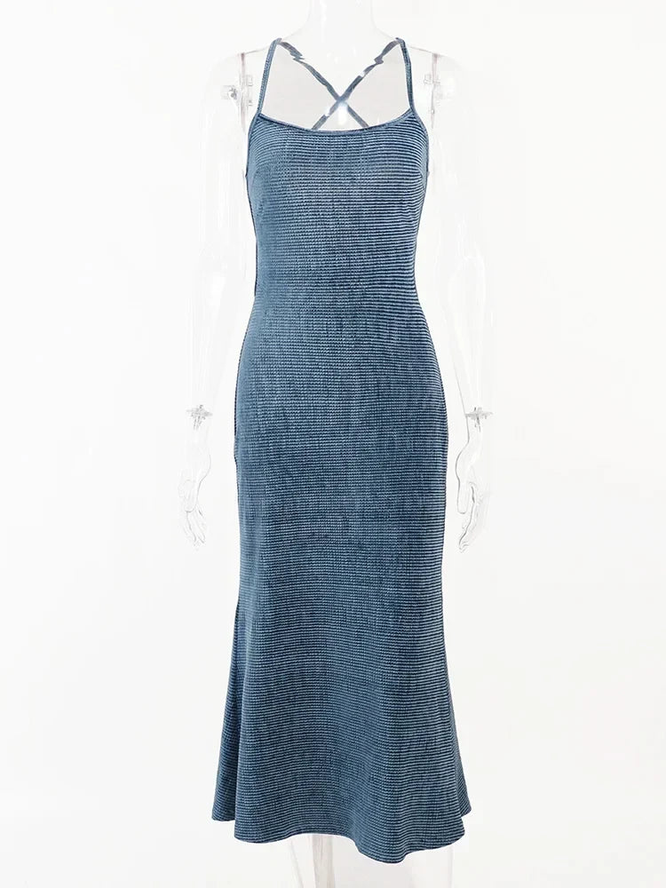 Washed Knit Scoop Neck Strappy Back Maxi Dress 7