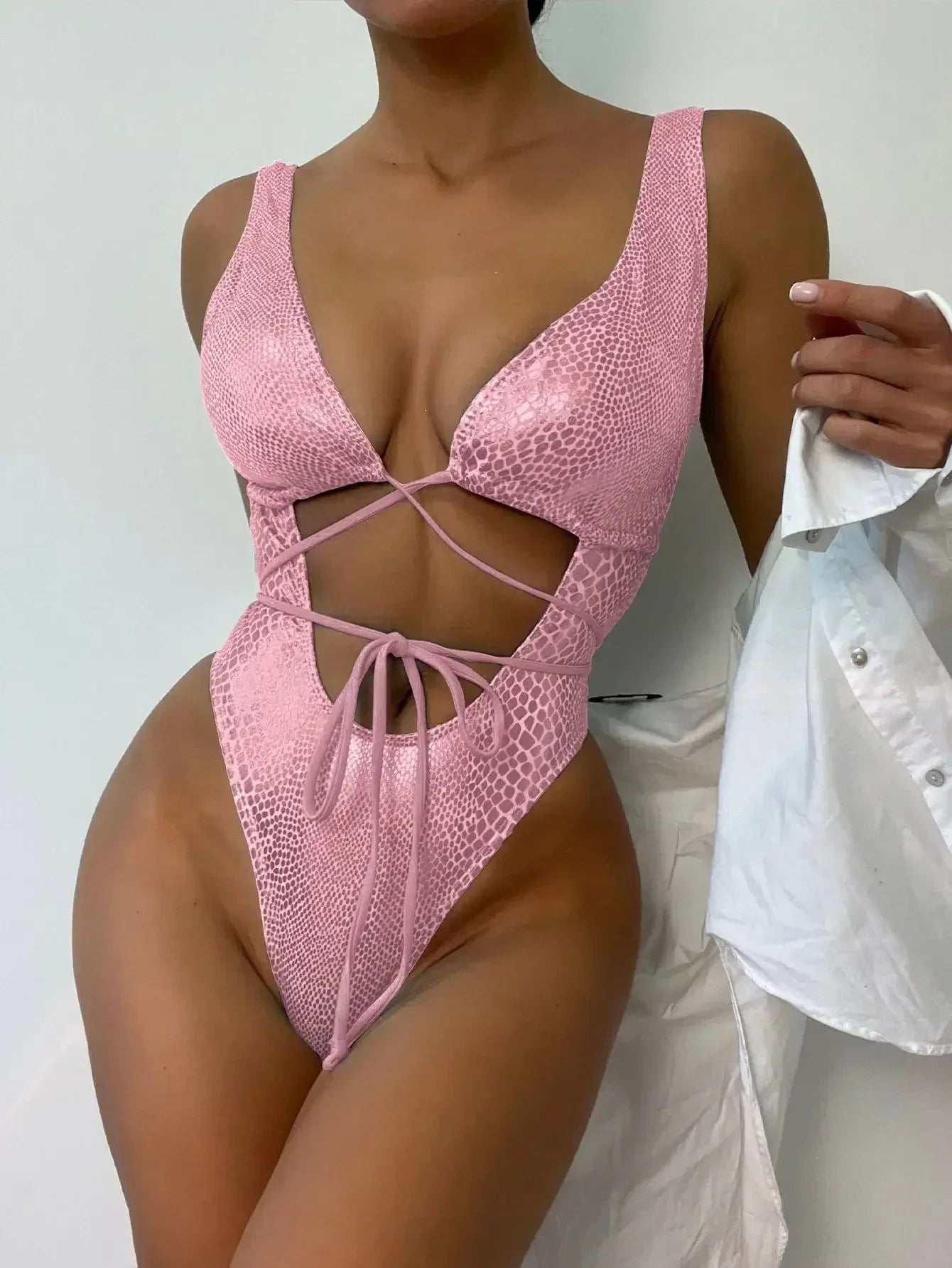 Black Snake Print Criss Cross One Piece