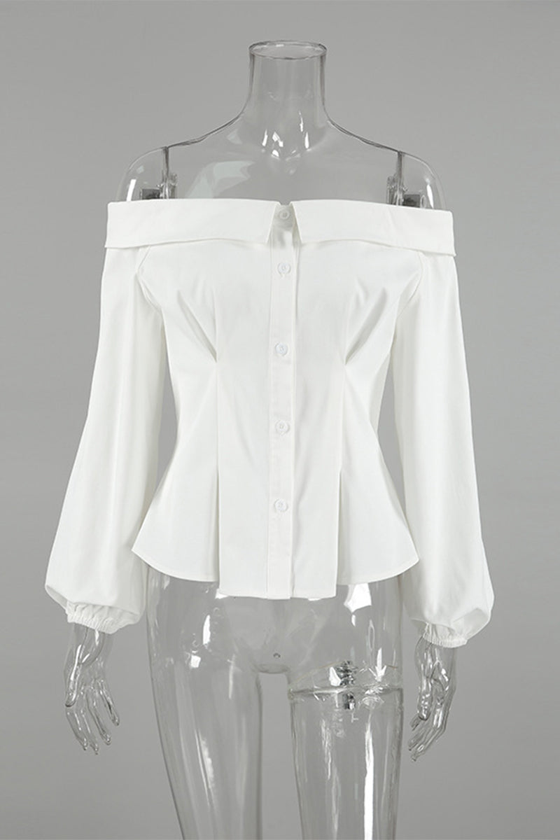 Sexy Buttons Off Shoulder Blouses
