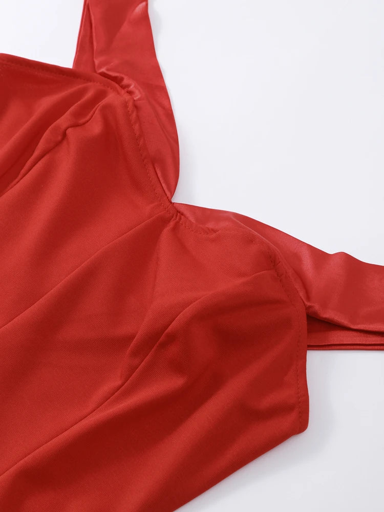 Red Christmas Party Dress - Off Shoulder Backless Pleated Zipper - Fashionpara