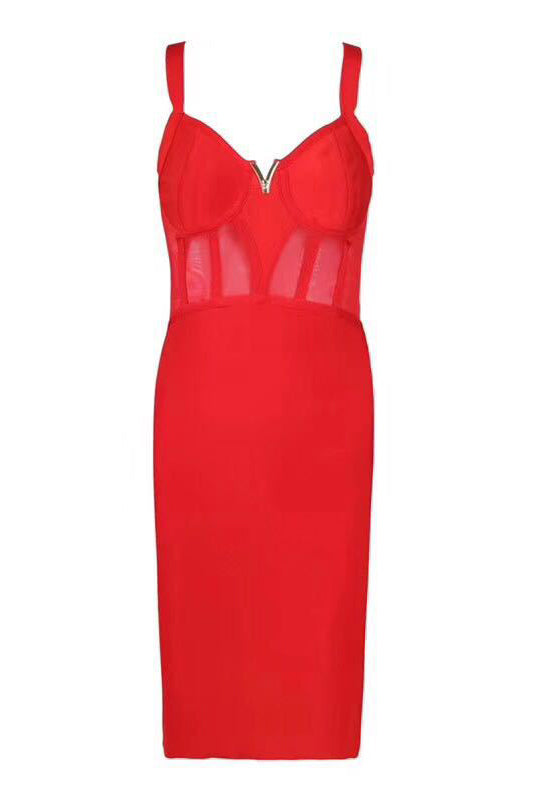 Sexy Pink Bustier Bandage Party Dress - Mislish