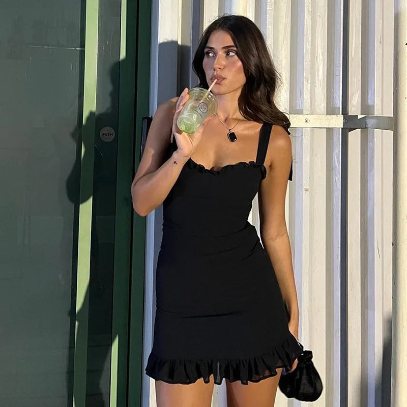 Red Ruffle Mini Bodycon Pleated Christmas Party Dress - Fashionpara