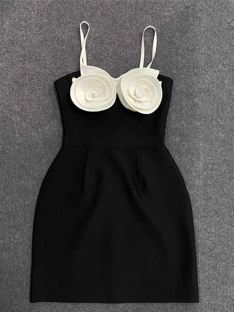 Contrast Rosette Strappy Fit and Flare Mini Dress 4