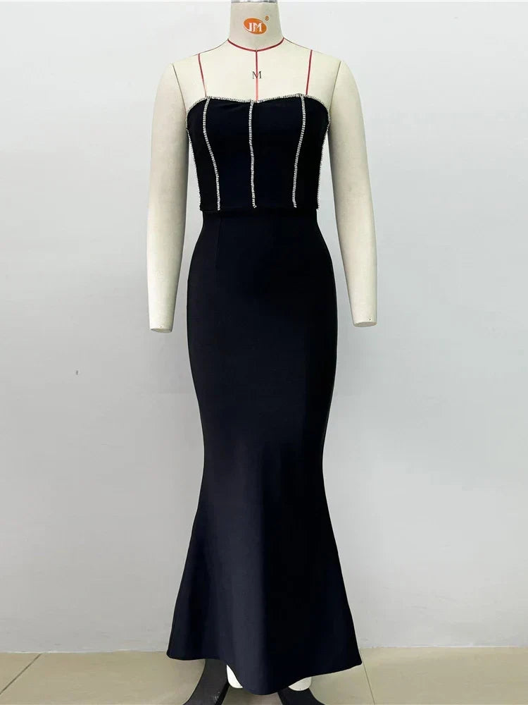 Strapless Corset-Trim Bustier Mermaid Midi Dress 2
