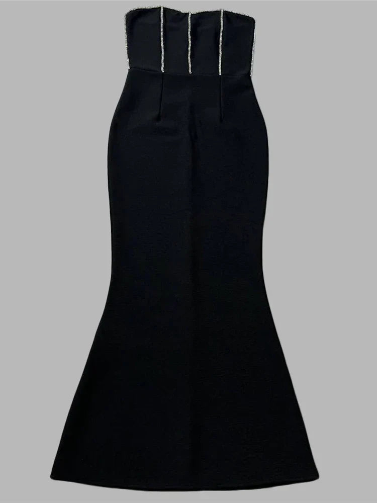 Strapless Corset-Trim Bustier Mermaid Midi Dress 4