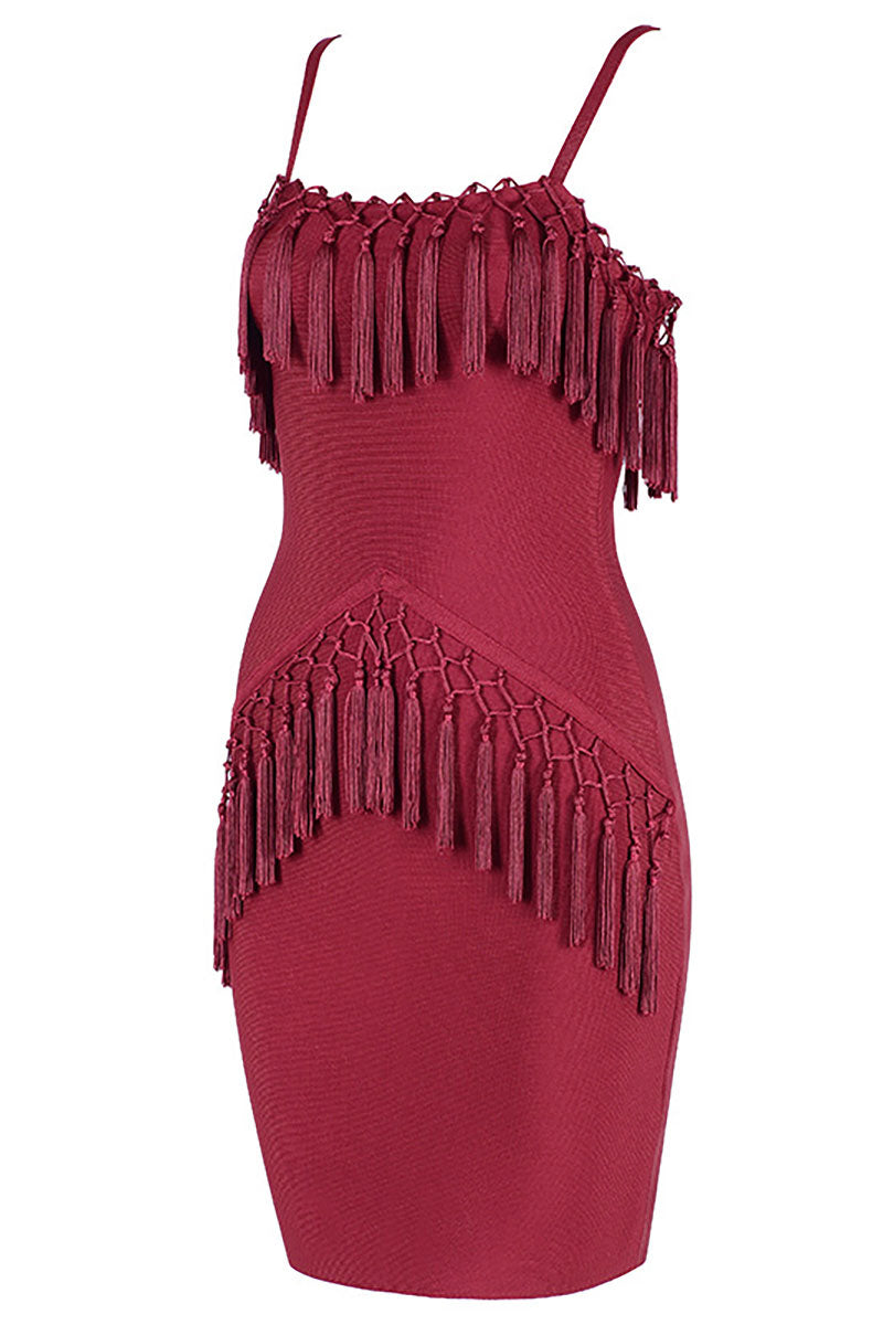 Sexy Tassel Spaghetti Strap Mini Bandage Dress