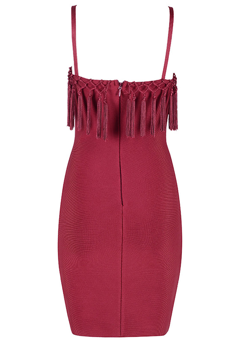 Sexy Tassel Spaghetti Strap Mini Bandage Dress