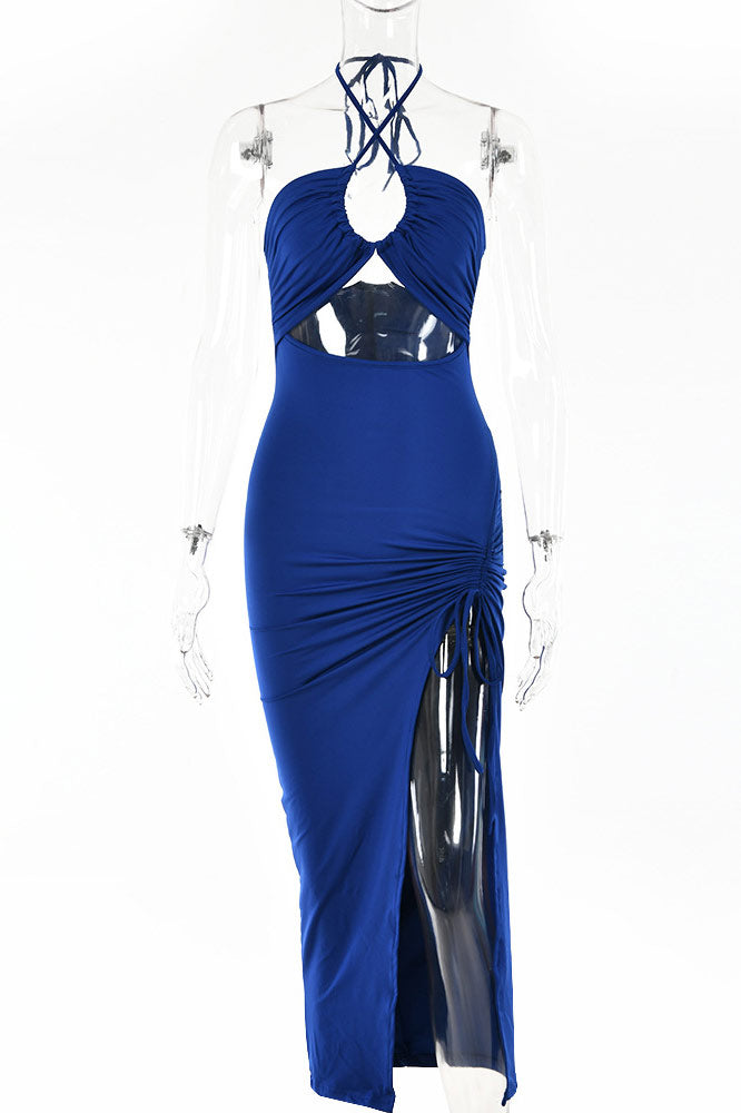 Sexy Cut Out Halter High Split Evening Dress - Fashionpara