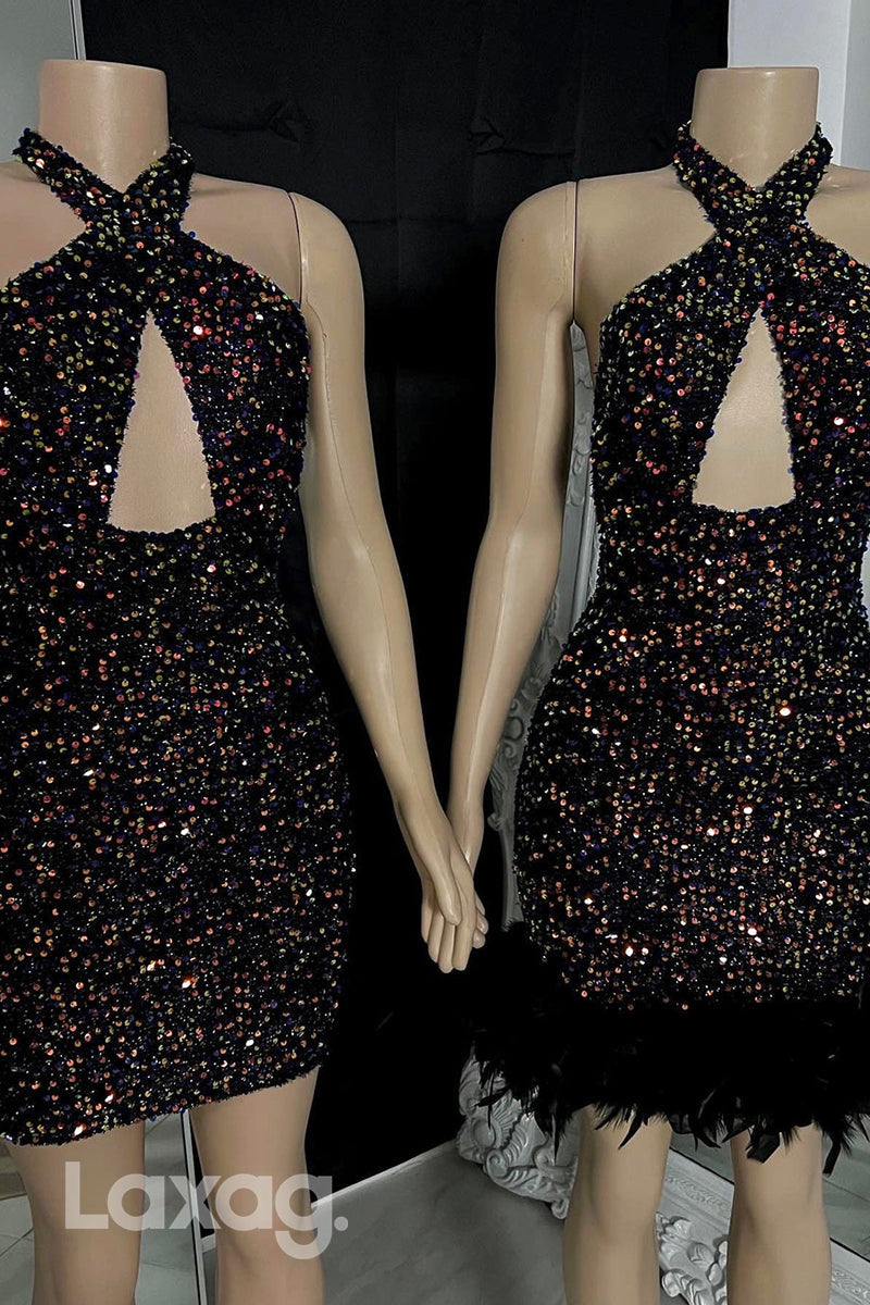 22567 - Sexy Cutout Backless Fully Sequins Prom Dresses for Black Girl Slay - Fashionpara