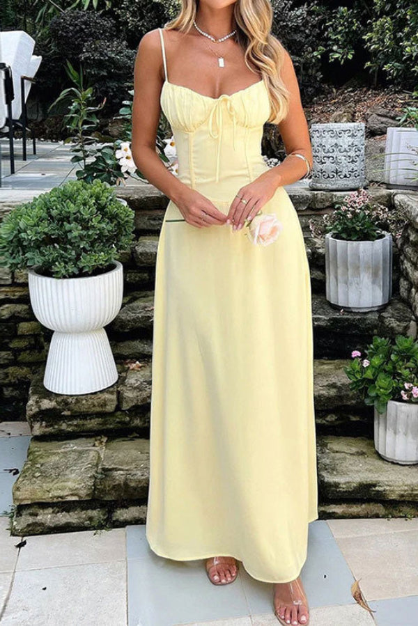 Sexy Daffodil Sleeveless Maxi Evening Dress - Fashionpara